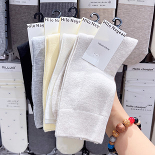 nayean羊绒感袜子女冬季 南业Hilo 纯色加厚保暖短袜8515 包邮 3双