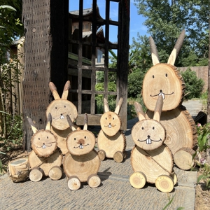 木拾忆实木兔子造型装饰摆件