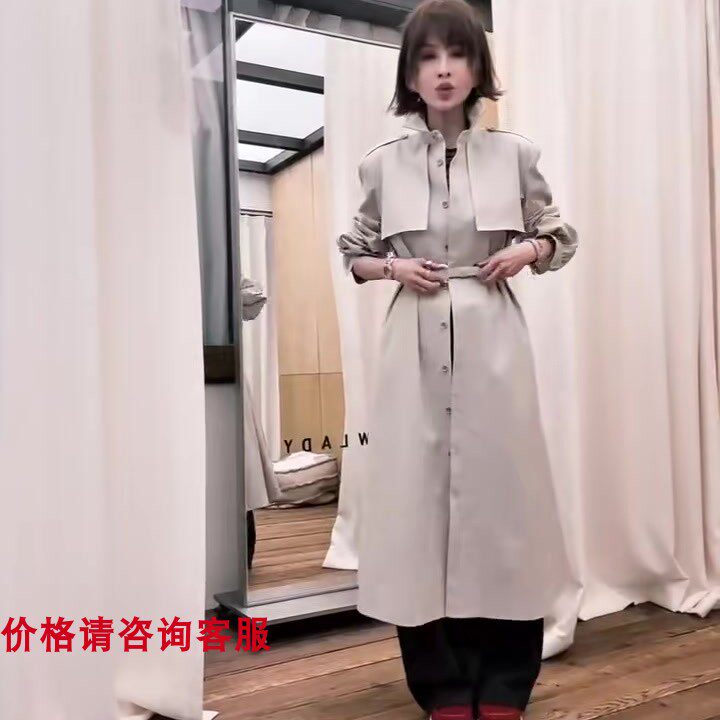 新女郎欧洲站2026春款欧货韩货时尚潮牌休闲高级感收腰长款风衣