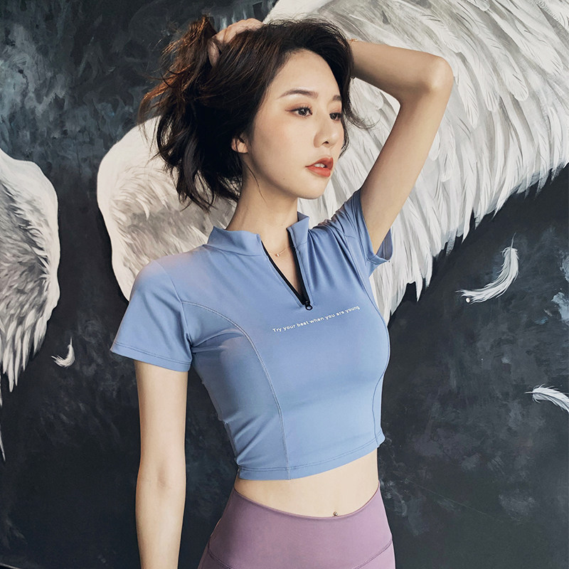 瑜伽服运动套装女上衣初学者晨跑短袖运动网红健身房速干跑步显瘦