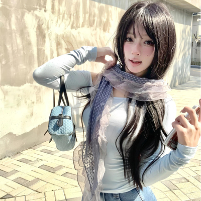 蕾丝波点丝巾夏季薄款围巾