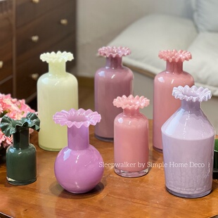 南下｜法式 饰花器轻奢客厅摆件 风玻璃花瓶高级感水养鲜花插花装