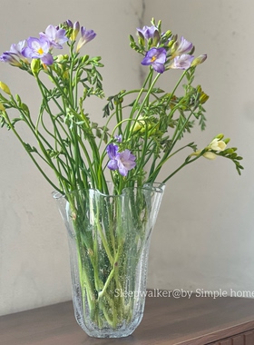 流光｜外贸出口透明气泡感白菜裙摆玻璃花瓶玫瑰插花客厅装饰摆件