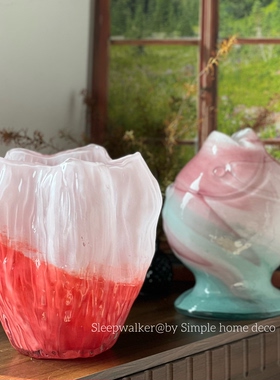 桃花灼灼33|粉色系列高端轻奢玫瑰郁金香 百合玻璃花瓶 摆件