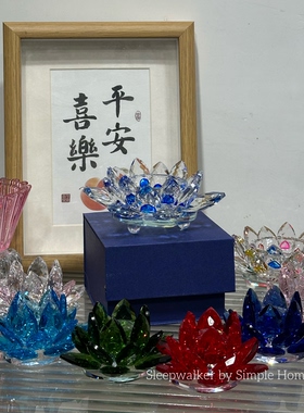 莲韵｜水晶莲花摆件客厅书房装饰珠宝柜台装饰家居礼品工艺品