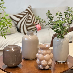 暮年｜出口北欧简约玻璃花瓶 百搭装饰客厅插花摆件