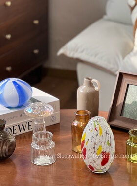 原色料彩点玻璃瓶香薰精油扩香器 小花瓶摆件家居装饰