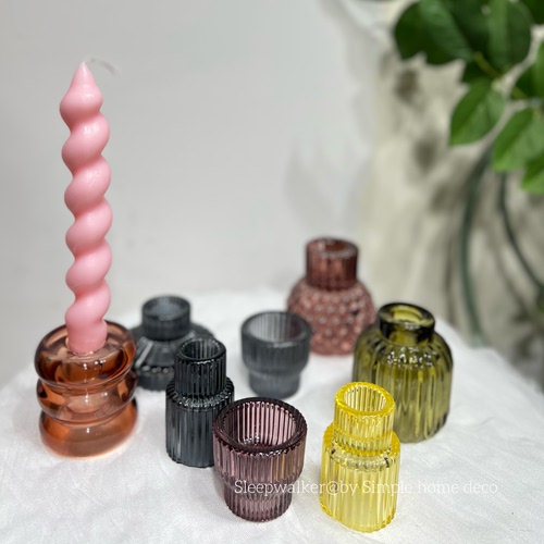 甜彩星灯｜简约ins风玻璃烛台家用杆蜡底座浪漫餐桌烛台装饰品
