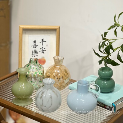 原色料彩点玻璃瓶香薰精油扩香器 小花瓶摆件家居装饰