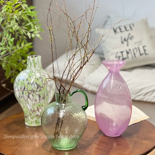 吊钟2｜轻奢森系绿色玻璃花瓶新中式 百合插花器吊钟南天竹专用瓶