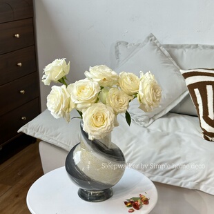 青影｜中古轻奢玻璃花瓶北欧现代简约创意花器民宿样板间艺术摆件