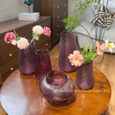 葡萄蜜酒｜喷色紫色系列玻璃花瓶家居装饰摆件客厅插花器