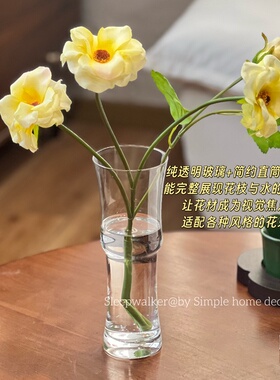 高透透明玻璃花瓶 雀梅六初百合郁金香玫瑰插花花器 特价福利包邮