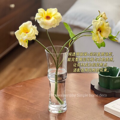 高透透明玻璃花瓶 雀梅六初百合郁金香玫瑰插花花器 特价福利包邮