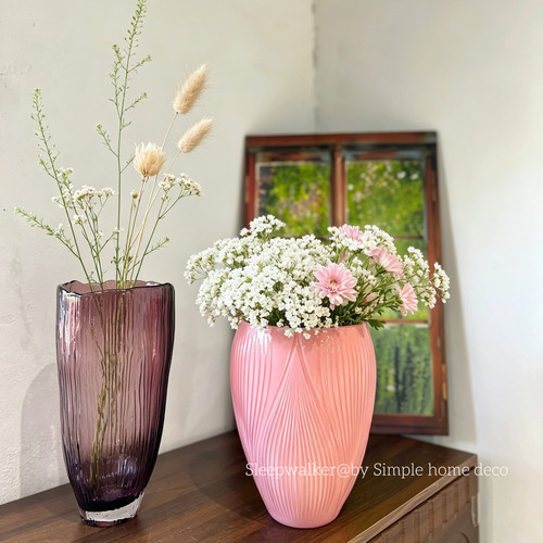 格林仙踪64｜条纹玻璃花瓶家居装饰摆件客厅插花轻奢高级感花器