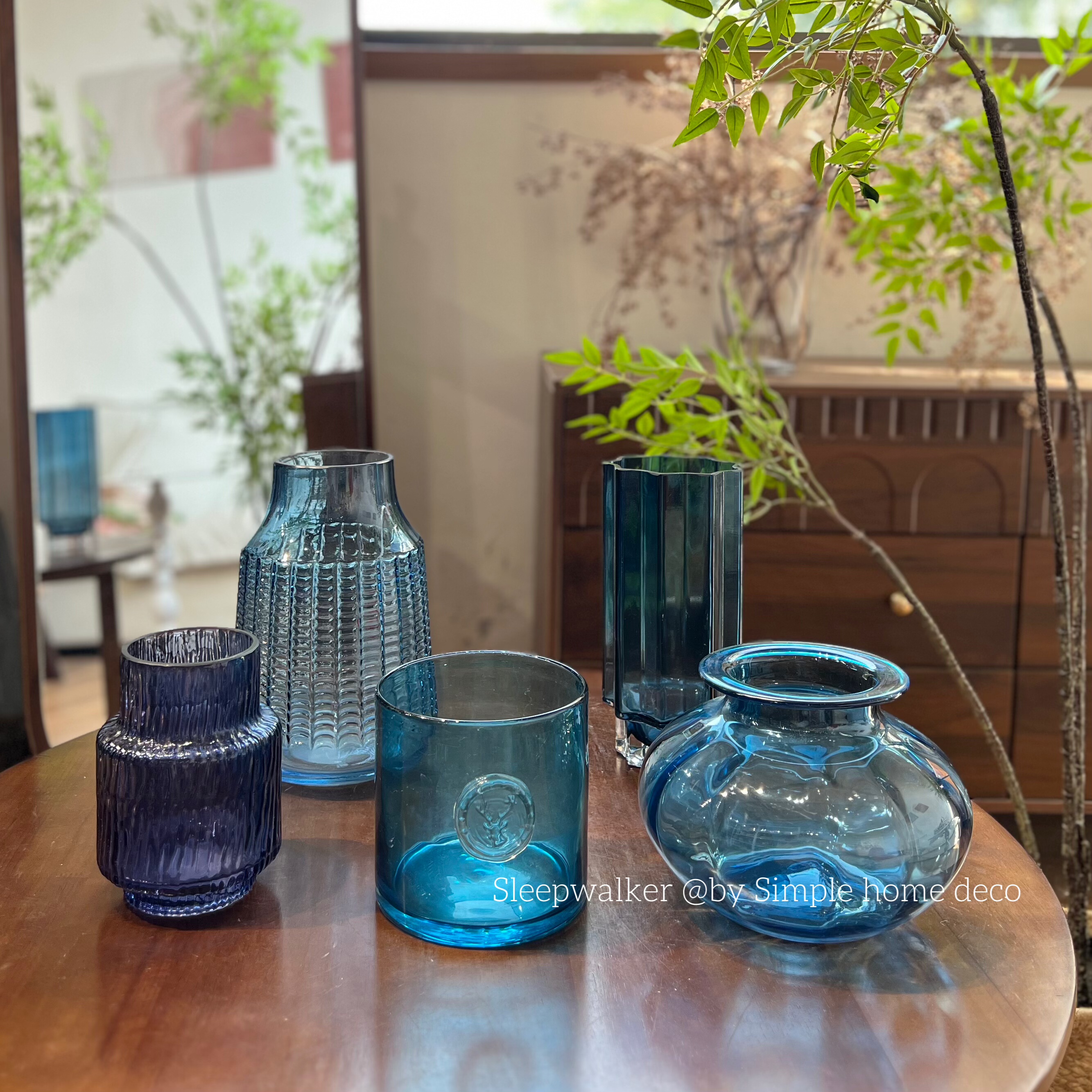 茉蓝|北欧创意设计客厅居家条纹花瓶客厅玄关落地桌面水培花器
