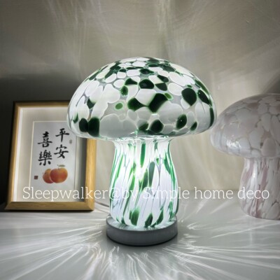 外贸出口瑞典粉色白色彩点蘑菇玻璃摆件灯罩婚礼宴会装饰道具