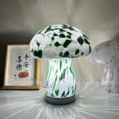 外贸出口瑞典粉色白色彩点蘑菇玻璃摆件灯罩婚礼宴会装饰道具
