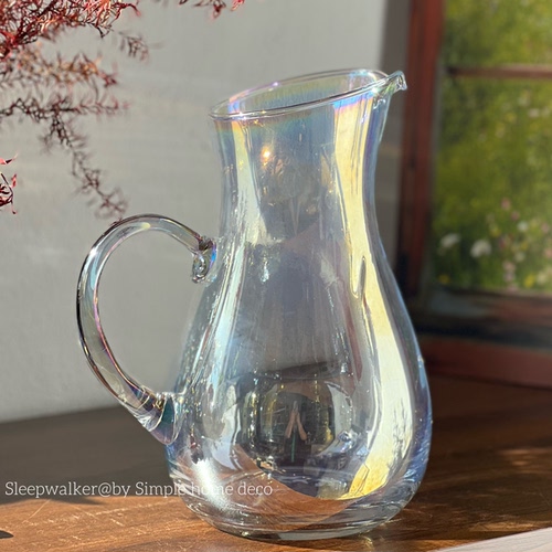 虹光｜幻彩玻璃壶型花瓶 带把手炫彩透明花器 客厅桌面水培摆件