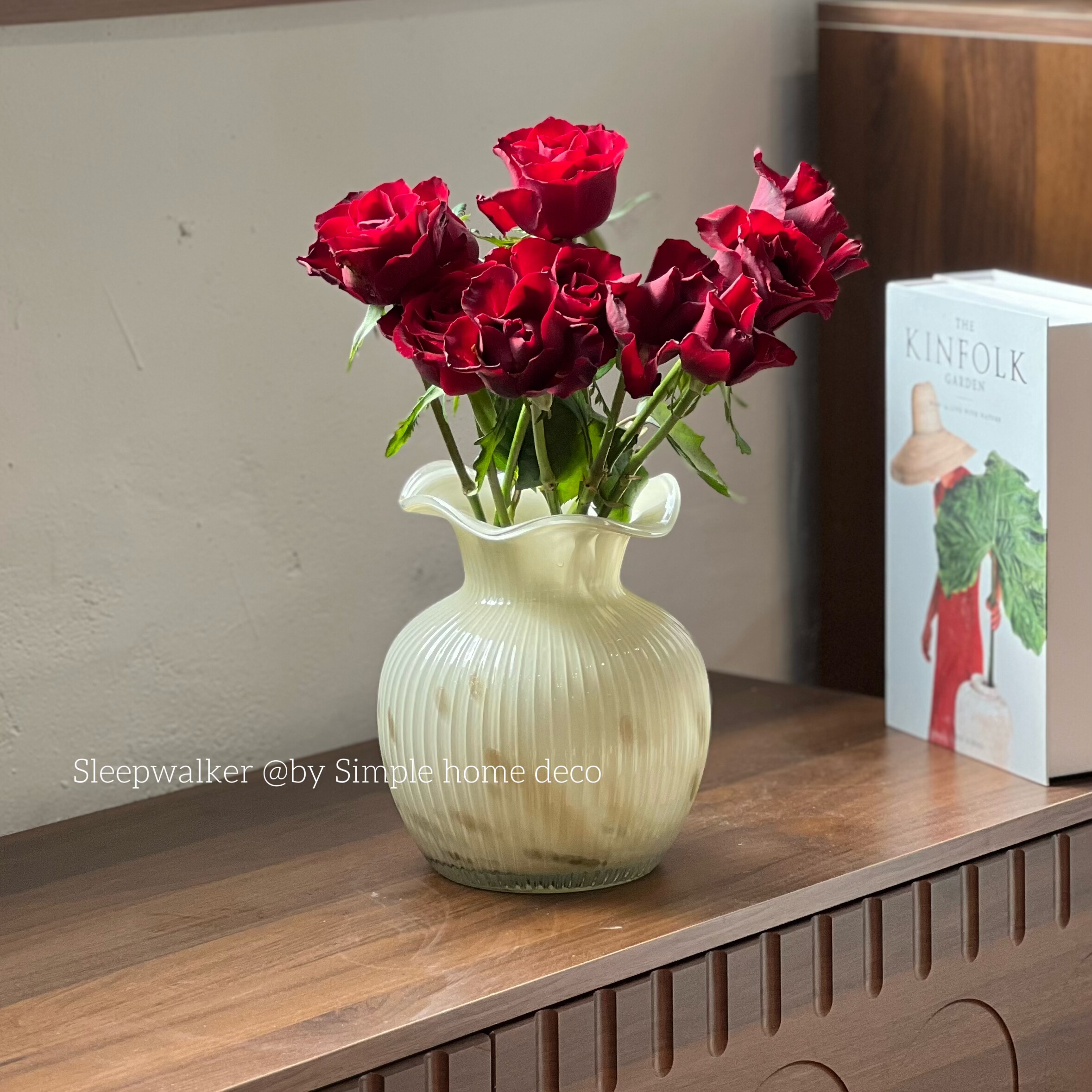 织梦｜奶油色玻璃花瓶家居ins摆件水养玫瑰桌面软装装饰花瓶