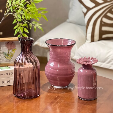 紫色庄园｜紫色系列玻璃花瓶 花盆 养绿植 鲜花 装饰摆件