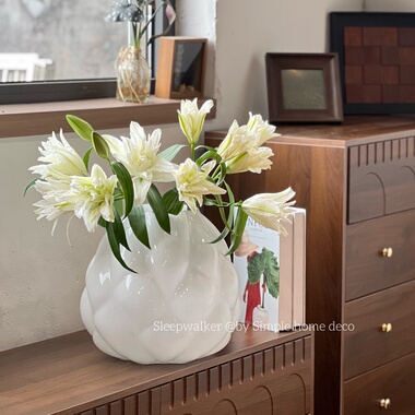 白羊座|简约现代白色玻璃花瓶摆件客厅插花装饰品家居软装花器