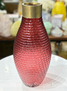 新中式风格绿色描金玻璃花瓶花器摆件孤品福利款