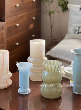 冰淇淋｜玻璃花瓶法式ins客厅插花摆件高级感花器