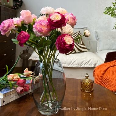 流年平安|灰色系新中式玫瑰郁金香玻璃花瓶 花器