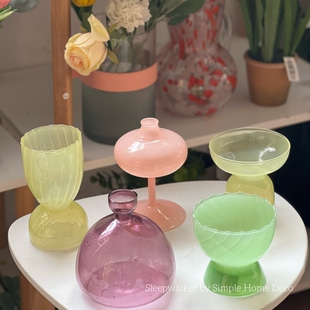 迷你｜迷你彩色透明玻璃花瓶 床头柜插花摆件 小尺寸喷色