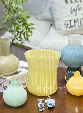 春日来信｜原色轻奢玻璃花瓶摆件孤品外贸孤品玫瑰芍药小雏菊花瓶