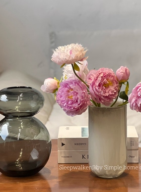 时光知味｜灰色系列厚重玻璃花瓶 芍药郁金香鲜花干花插花摆件