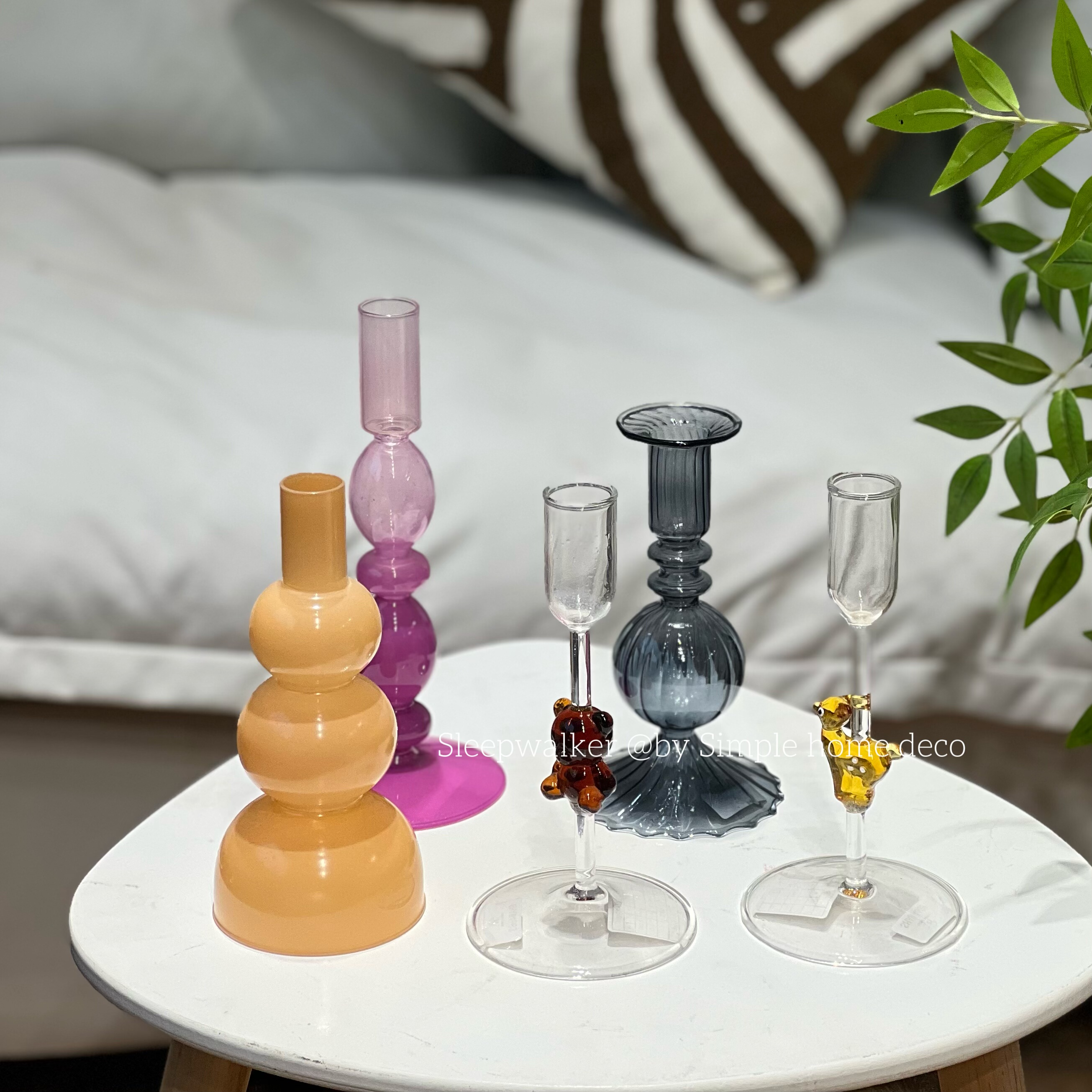 外贸轻薄玻璃烛台 孤品 喷色 直径2.2杆蜡烛台 婚礼烛台 拍照道具