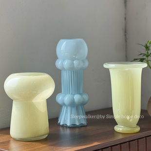 玉兰 饰氛围感 出口瑞典ins中古风复古玻璃小花瓶摆件客厅餐桌装