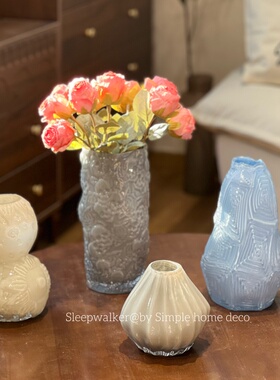 雾里｜简约现代ins风小众设计感玻璃花瓶摆件客厅插花装饰品