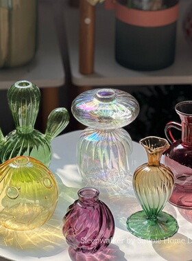 原色料彩点玻璃瓶香薰精油扩香器 小花瓶摆件家居装饰