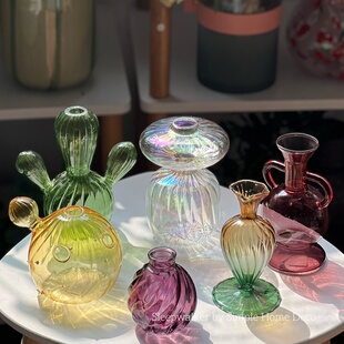 原色料彩点玻璃瓶香薰精油扩香器 饰 小花瓶摆件家居装