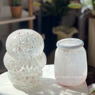 阳春白雪 饰玫瑰郁金香花瓶 简约现代ins风玻璃花瓶摆件客厅插花装