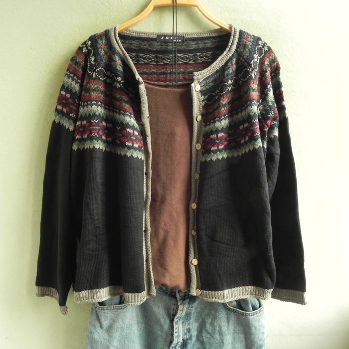 北欧风纯棉线短款宽松插肩毛衣