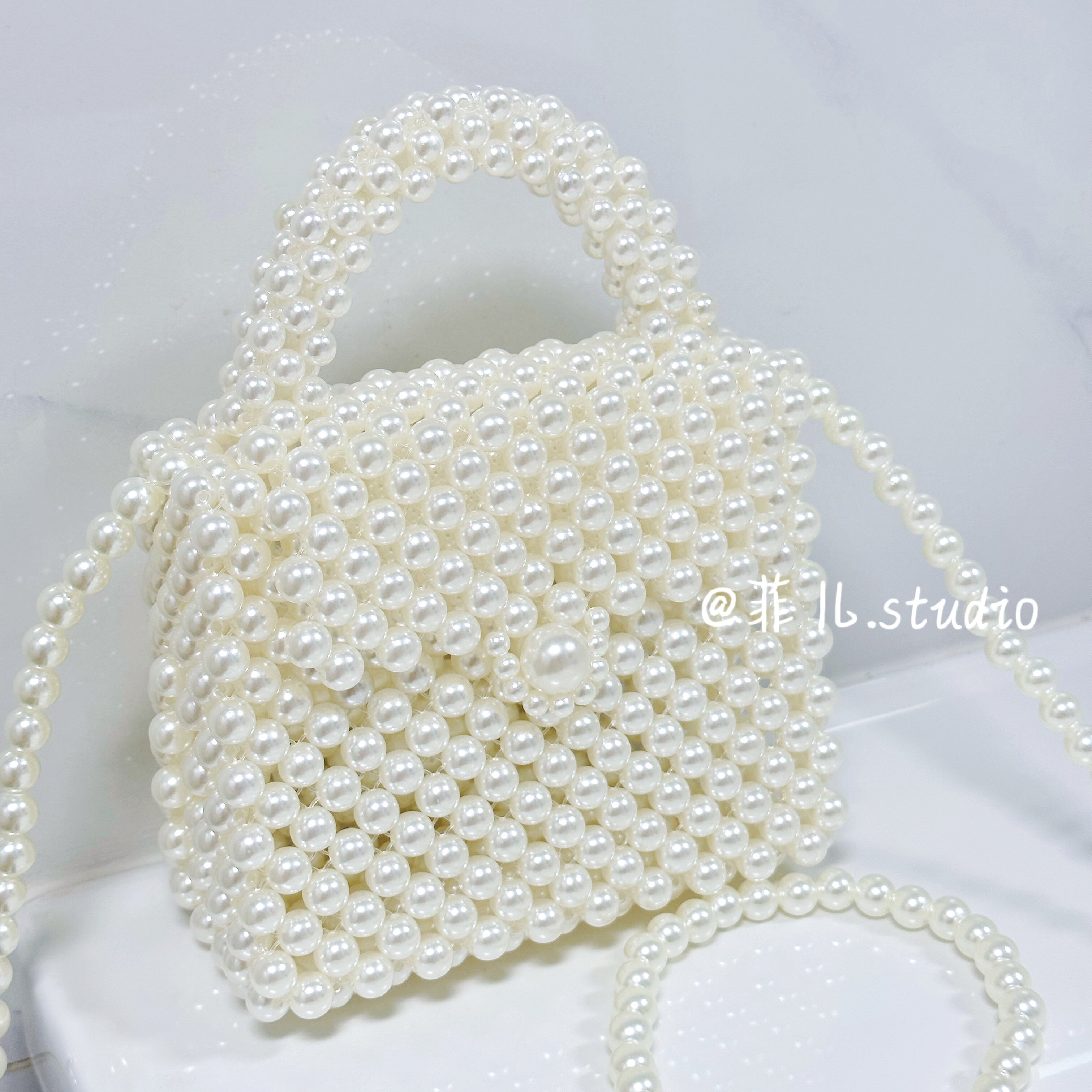 海边沙滩2026新款手工编织diy材料包串珠珍珠包手提斜挎包女时尚
