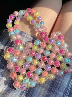 diy串珠包包手工送礼自制编织手提串珠小包女夏亮闪闪手提斜跨包