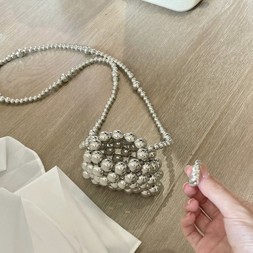 手工编织珍珠包diy串珠包女包手提斜挎自制口红迷你mini小包成品