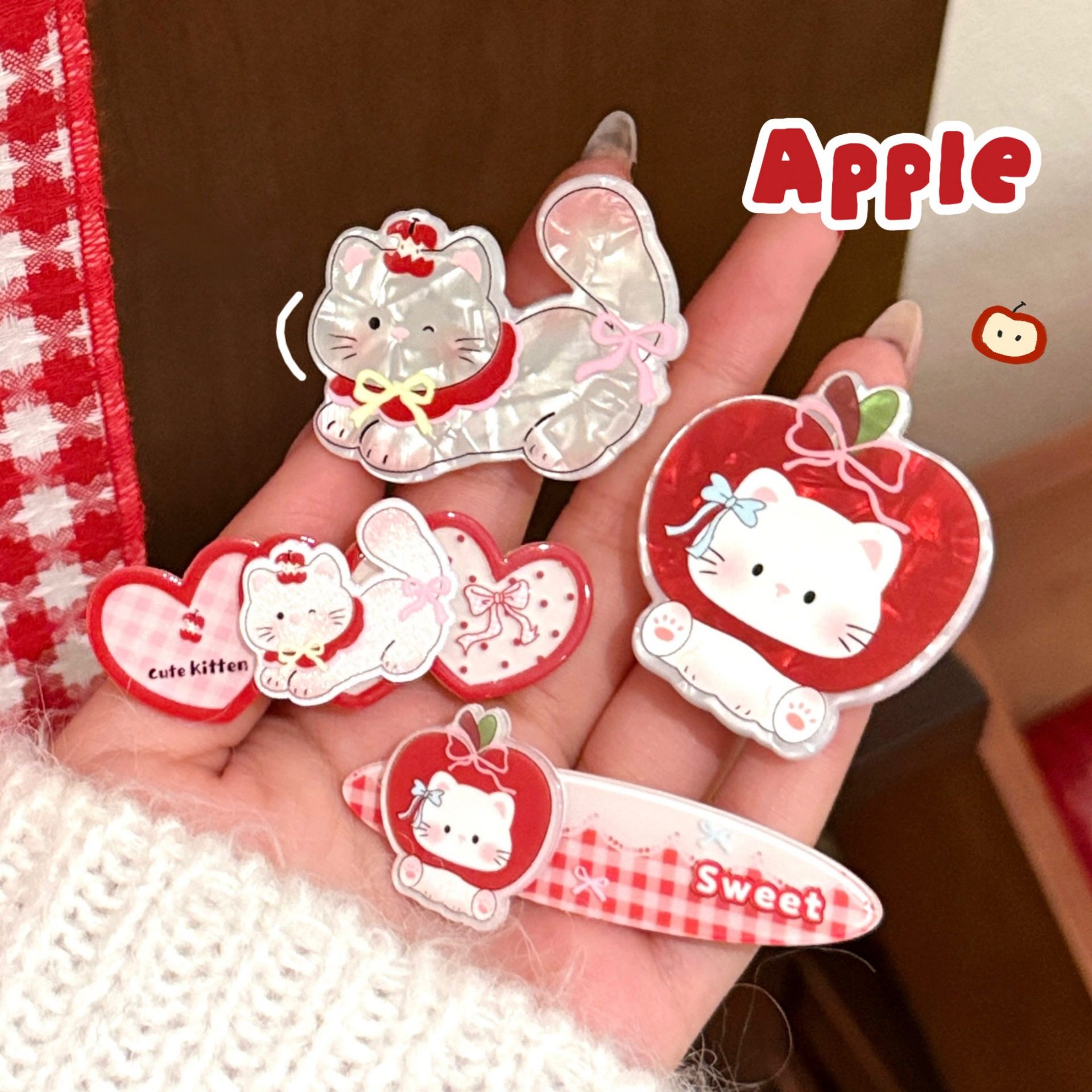 新款可爱萌宠小猫发夹少女百搭刘海夹边夹甜美碎发鸭嘴夹头饰批发