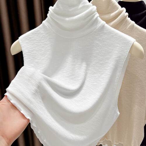 假领百搭打底衫堆堆高领无袖背心