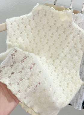 蕾丝打底衫女秋冬2025新款洋气内搭镂空高领无袖假领背心雷丝上衣