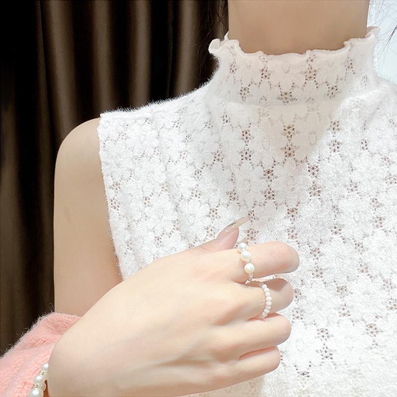 无袖配毛衣的神器假领子蕾丝百搭