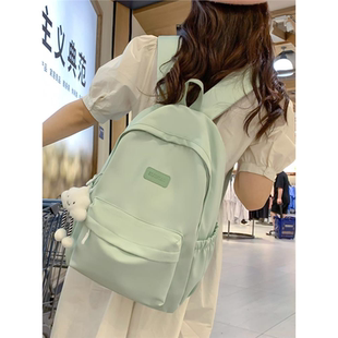 书包女生轻便小学生初中高中生休闲背包浅绿色新款韩版简约双肩包