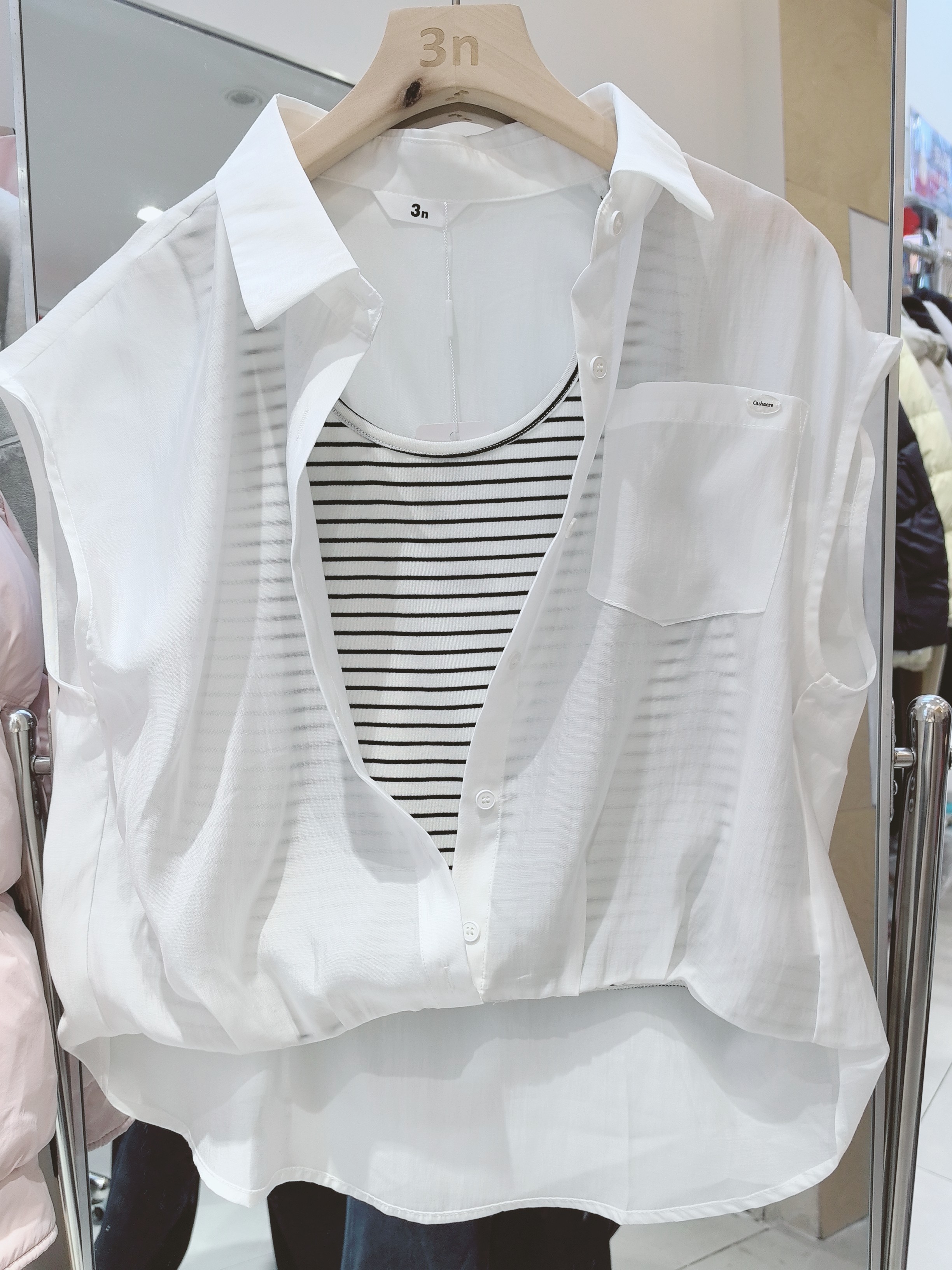 3NUX2026夏新款韩版简约显瘦高品质休闲衬衫上衣两件套背心小衫图片