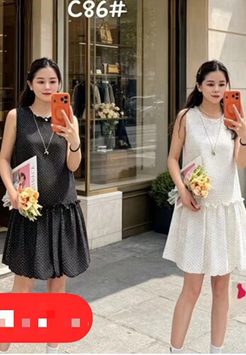 3NUX2026夏上韩系甜美减龄设计感波点小众叠穿花苞连衣短裙