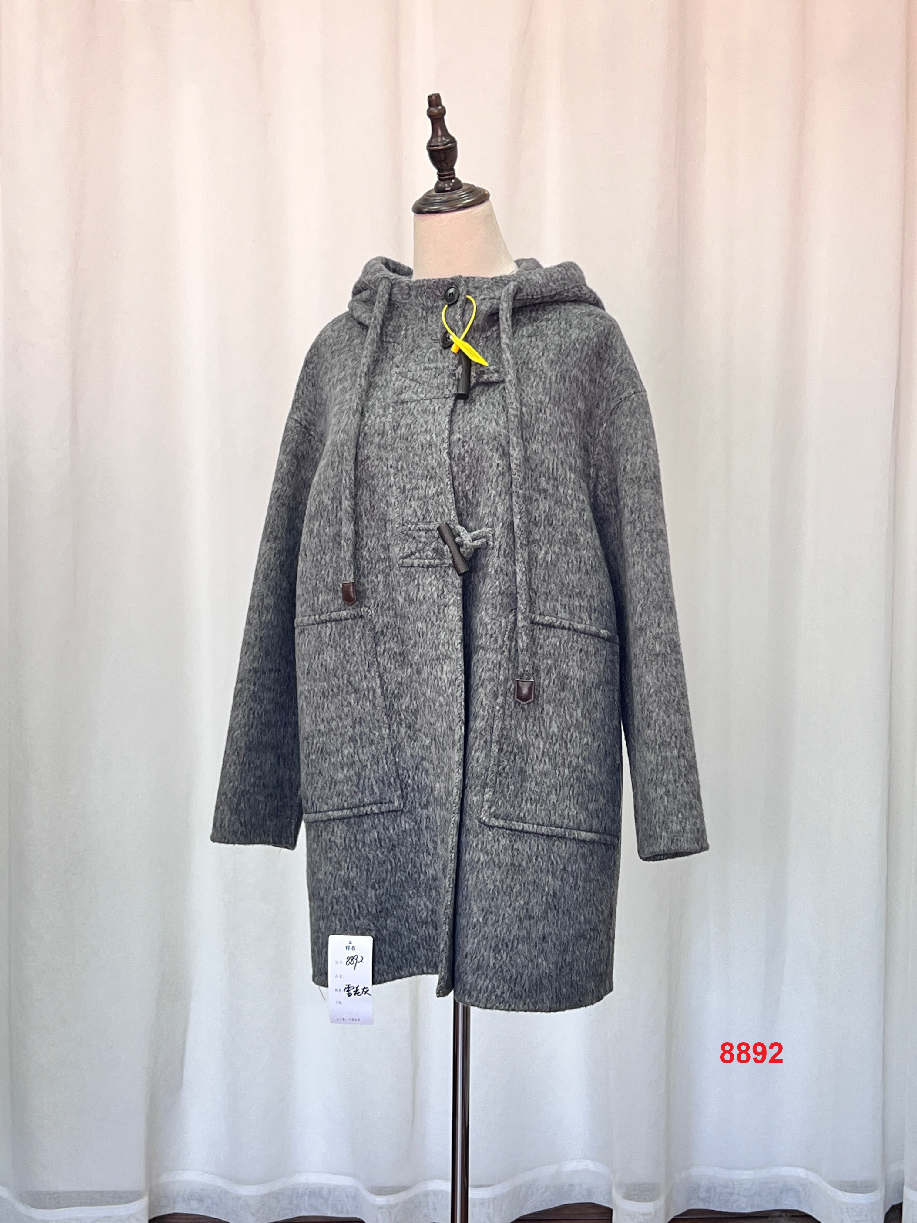 3NUX2025冬新款韩版简约显瘦高品质休闲连帽双面羊毛呢大衣外套